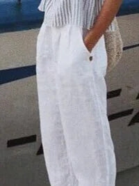 Linen Solid Casual Pants