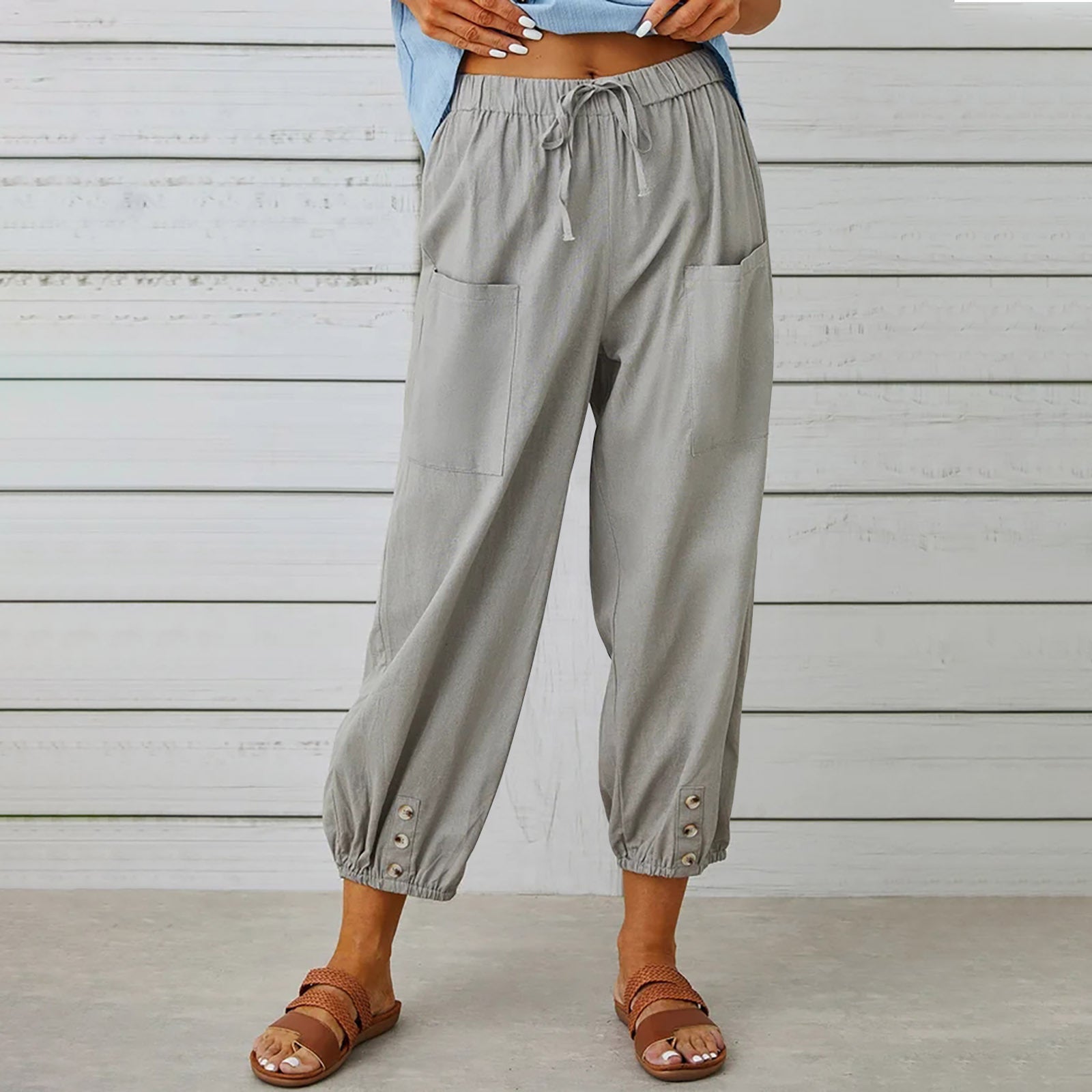 Women's Casual Cotton And linen Nine-quarter Pants