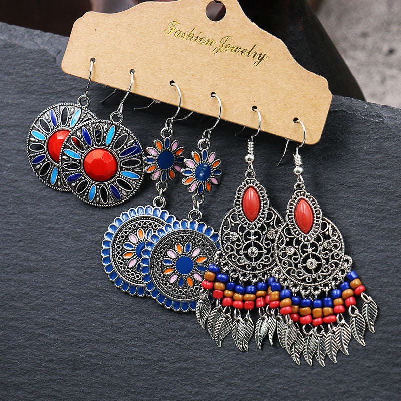 Fashion ladies all-match tasseled vintage earrings