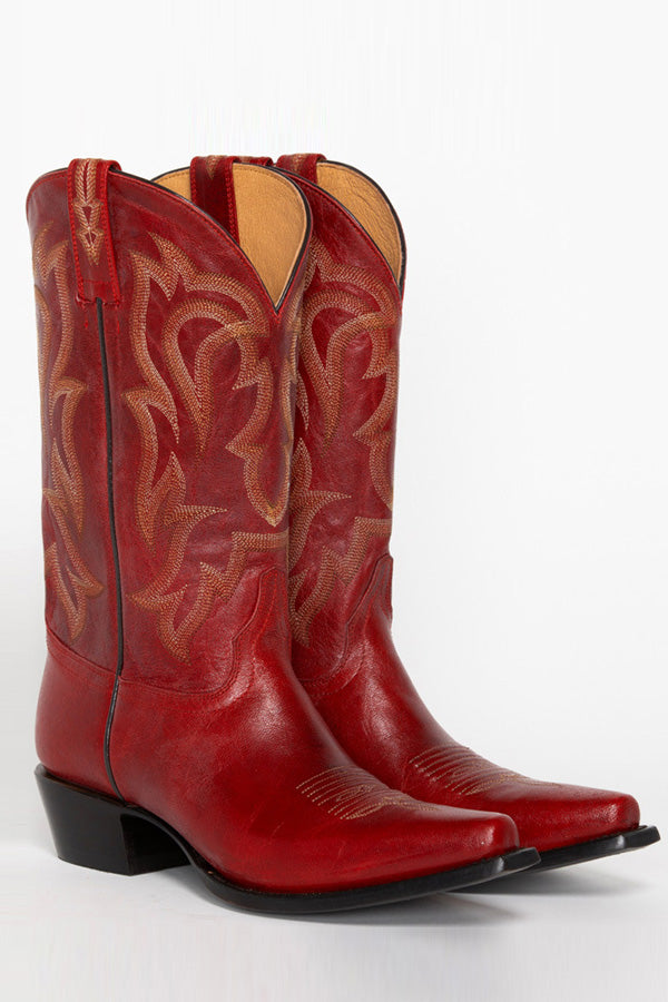 Vintgae Embroidered Chunky Heeled Cowboy Boots