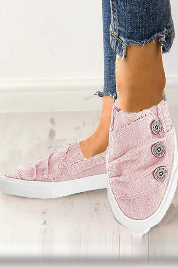 Vintage Button Detailed Canvas Shoes