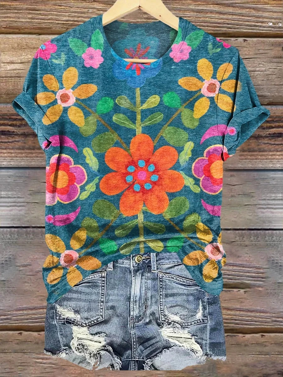 Women's Bohemian Floral Art Print Tank Top-1