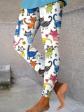 Colorful Cat Print Women's Leggings