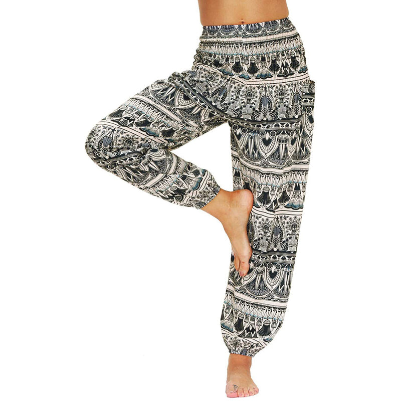 Unique Floral Pattern Printed Harem Casual Pants