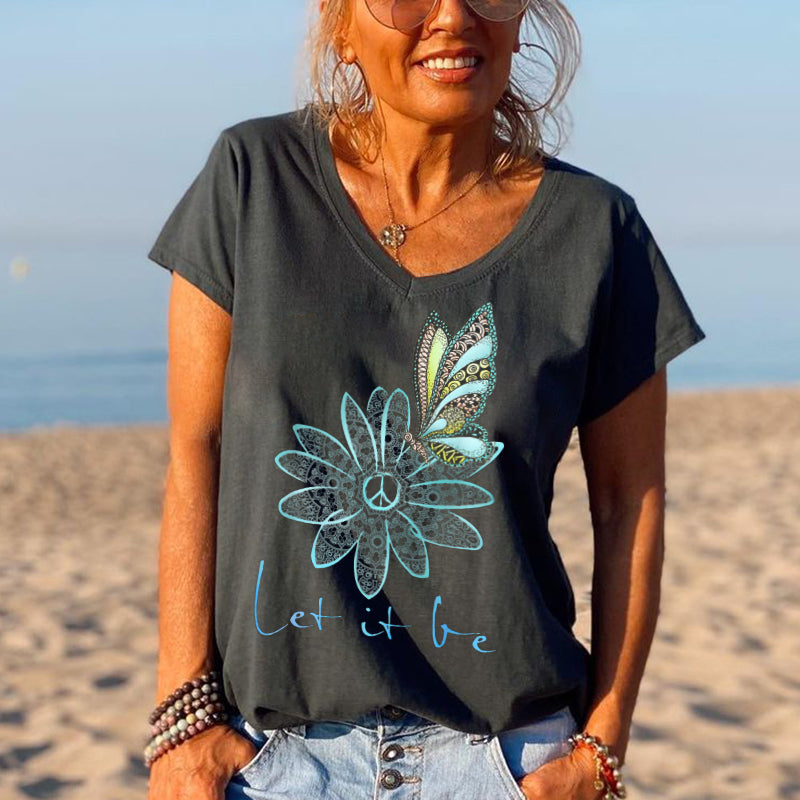 Let it be butterfly flower lLadies Graphic Tees
