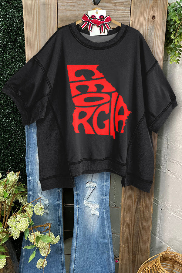 Red Georgia Gameday Half Sleeve Sweatshirt