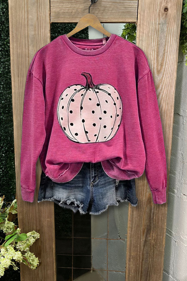 Casual Pumpkin Print Sweatshirt
