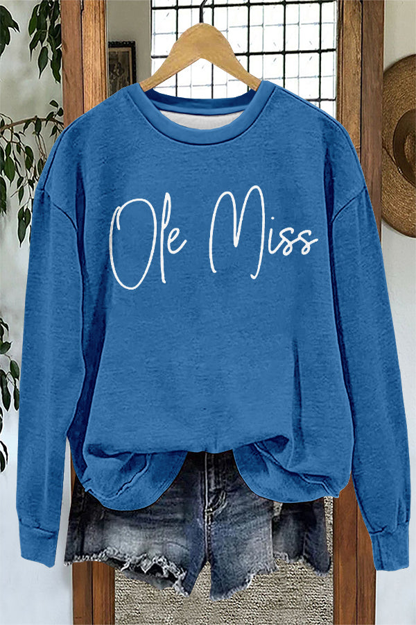 Cute Gameday Ole Miss Print Sweatshirt