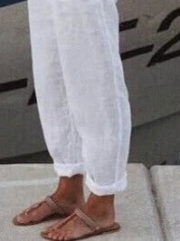 Linen Solid Casual Pants