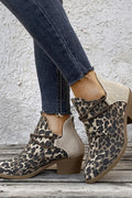 Leopard Pattern Chunky Heeled Boots