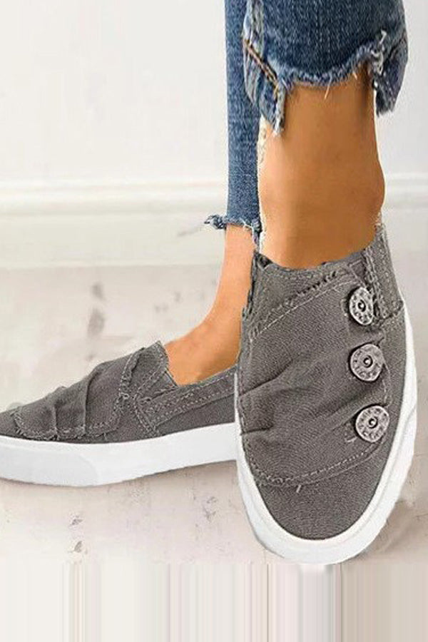 Vintage Button Detailed Canvas Shoes