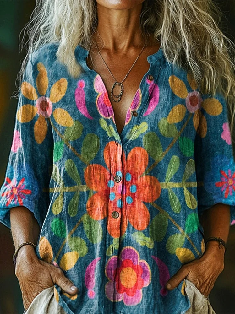 Women's Bohemian Floral Art Print Tank Top-1